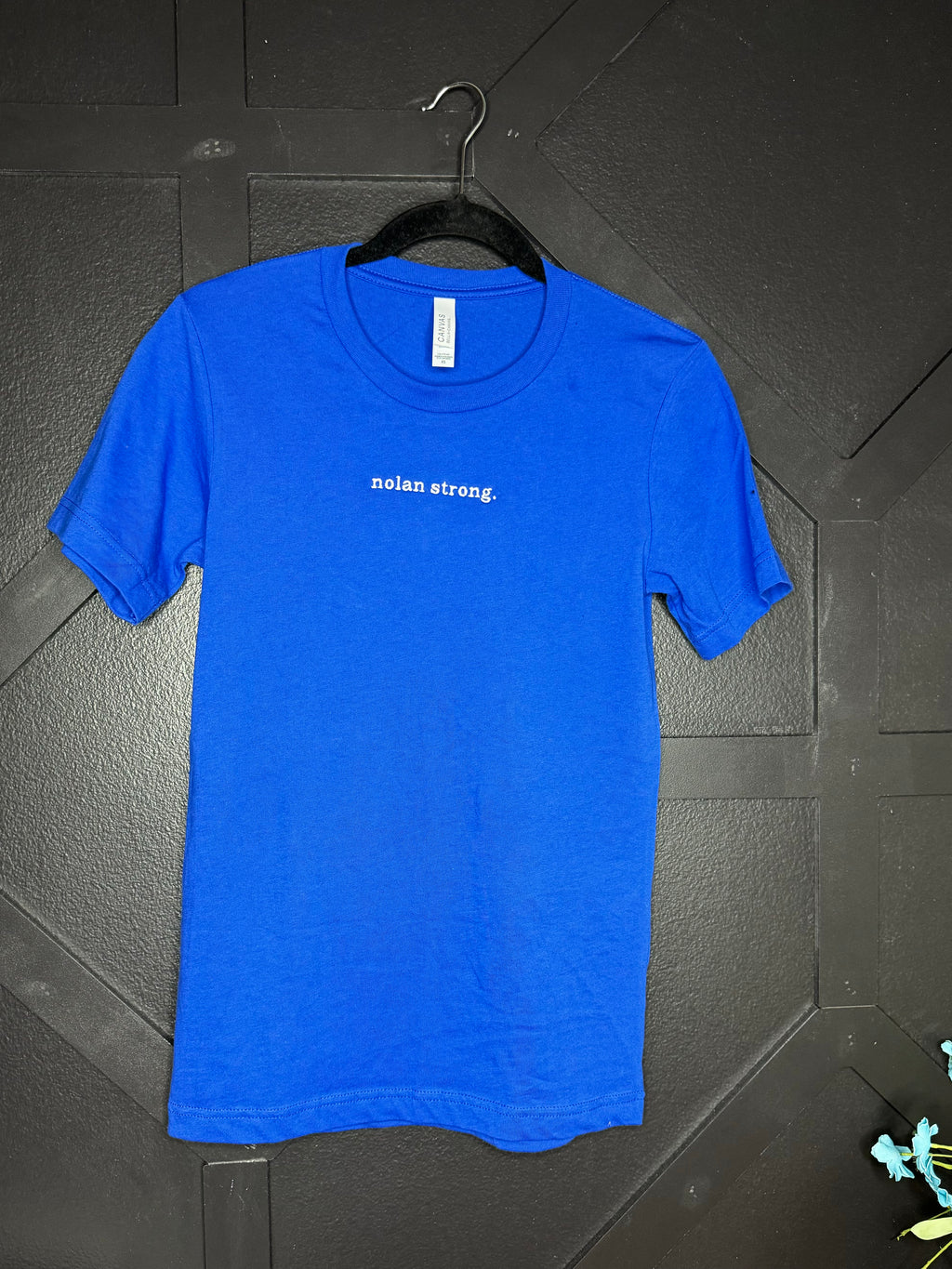 Adult Embriodered "nolanstrong" Blue short sleeve tshirt: 2-3Week Preorder