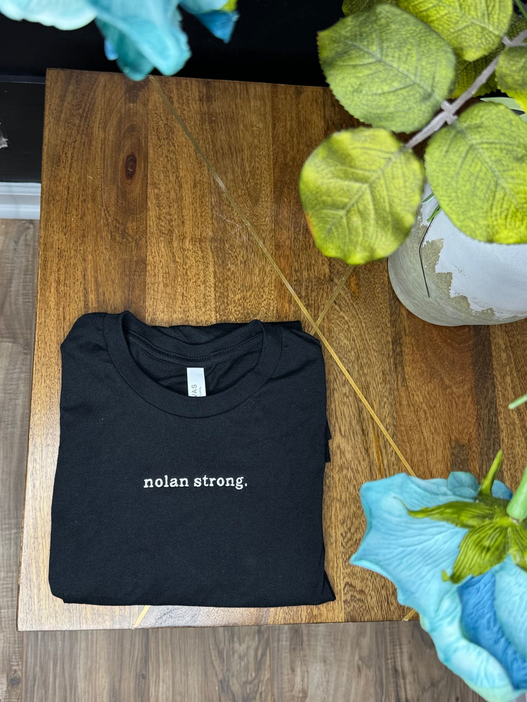 Adult Embroidered "nolanstrong." Black Tshirt : 2-3Week Preorder