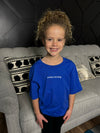 Kids "nolanstrong" embroidered blue tshirt: 2-3 Week Preorder