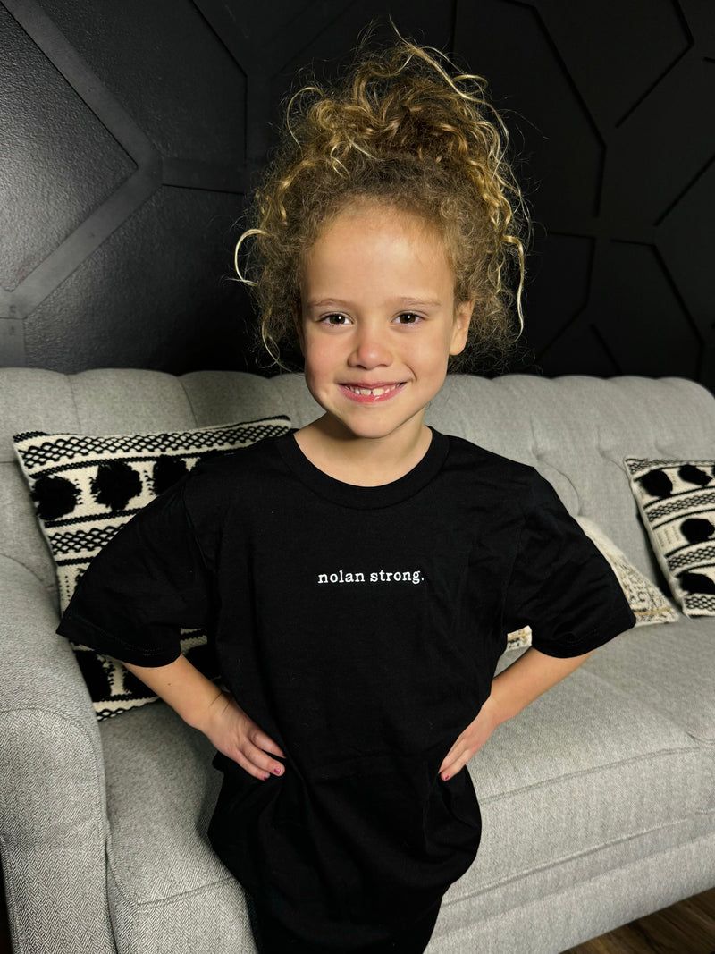 Kids "nolanstrong." embroidered black tshirt: 2-3 Week Preorder