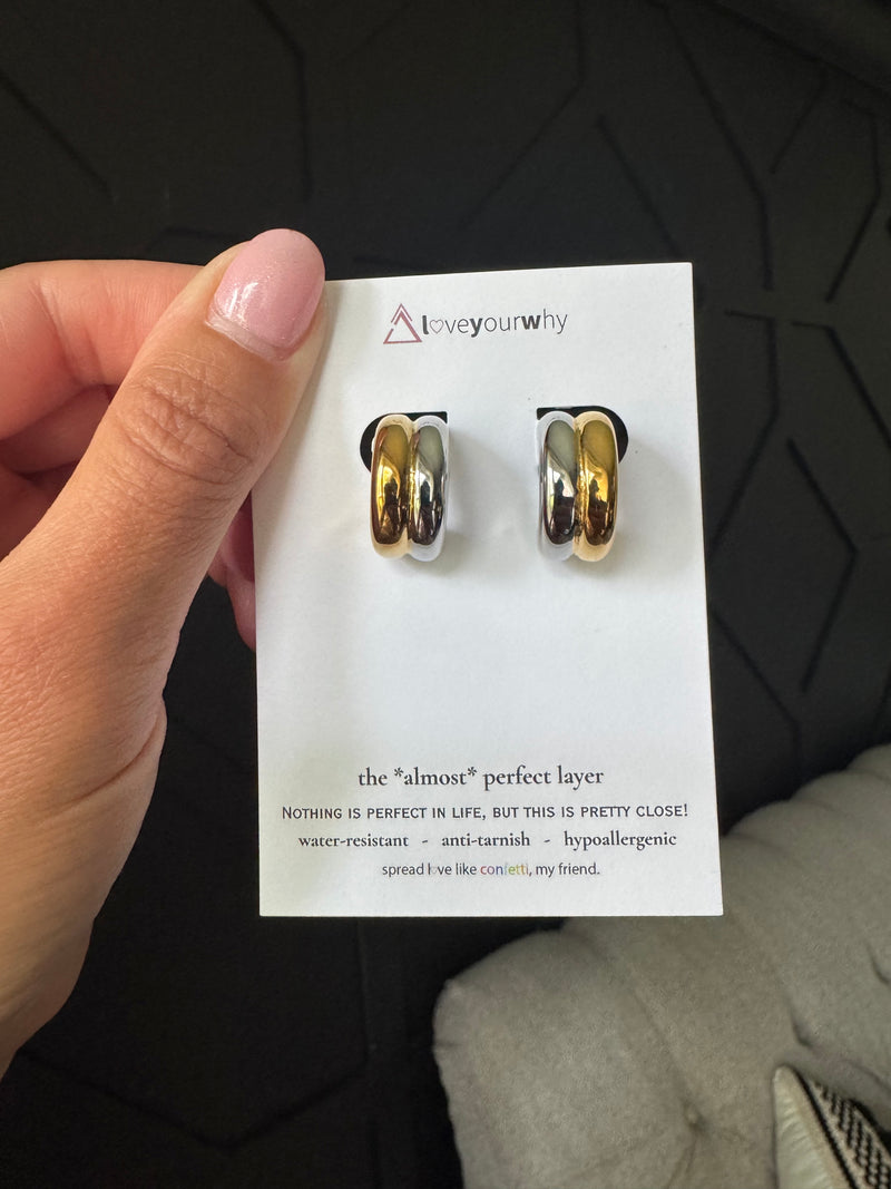 water-resistant silver/gold double hoop earring- *almost* perfect layer collection