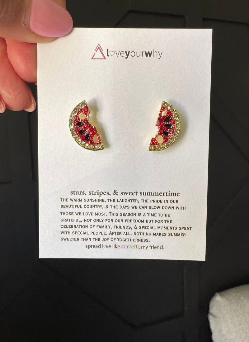Stars Stripes & Sweet Summertime Stud Watermelon Earrings