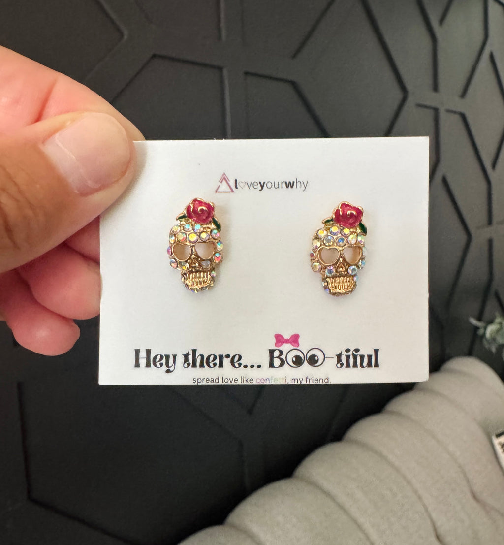 Hey there boo-tiful skull earrings