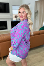 Lizzy Top in Teal and Magenta Damask