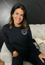 Adult Embroidered Smile Face Sweatshirt: 2-3Week Adult Preorder