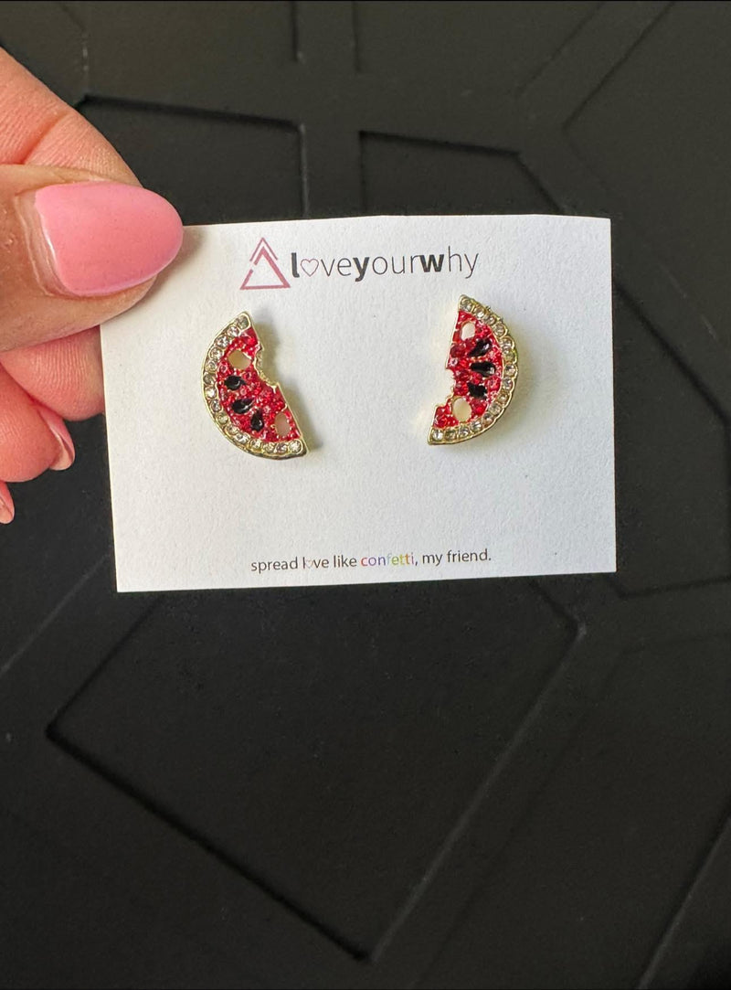 Stars Stripes & Sweet Summertime Stud Watermelon Earrings 1 week ship