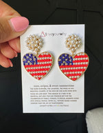 Stars Stripes & Sweet Summertime Dangling heart earrings 1 week ship