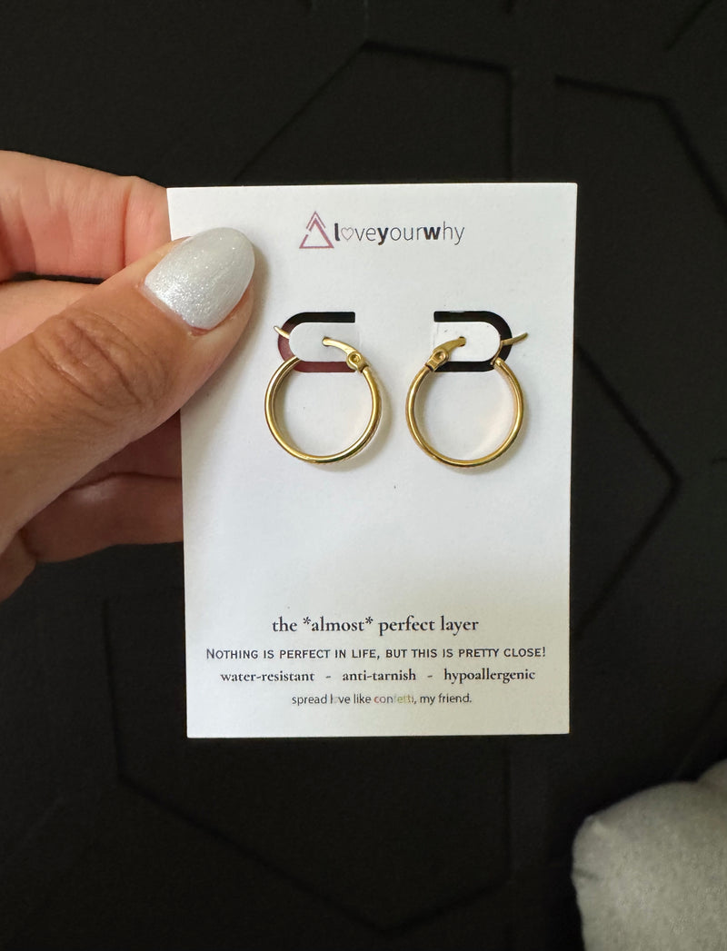 water-resistant gold hoop earring- *almost* perfect layer collection