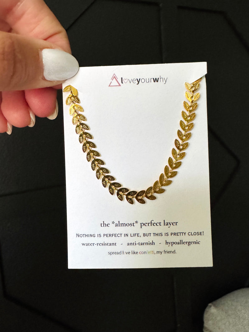 water-resistant leaf necklace- *almost* perfect layer collection