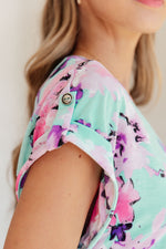 Lizzy Cap Sleeve Top in Lavender and Sky Floral