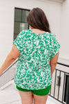 Lizzy Cap Sleeve Top in Emerald and White Floral