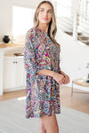 Lizzy Dress in Black Multi Tiled Paisley