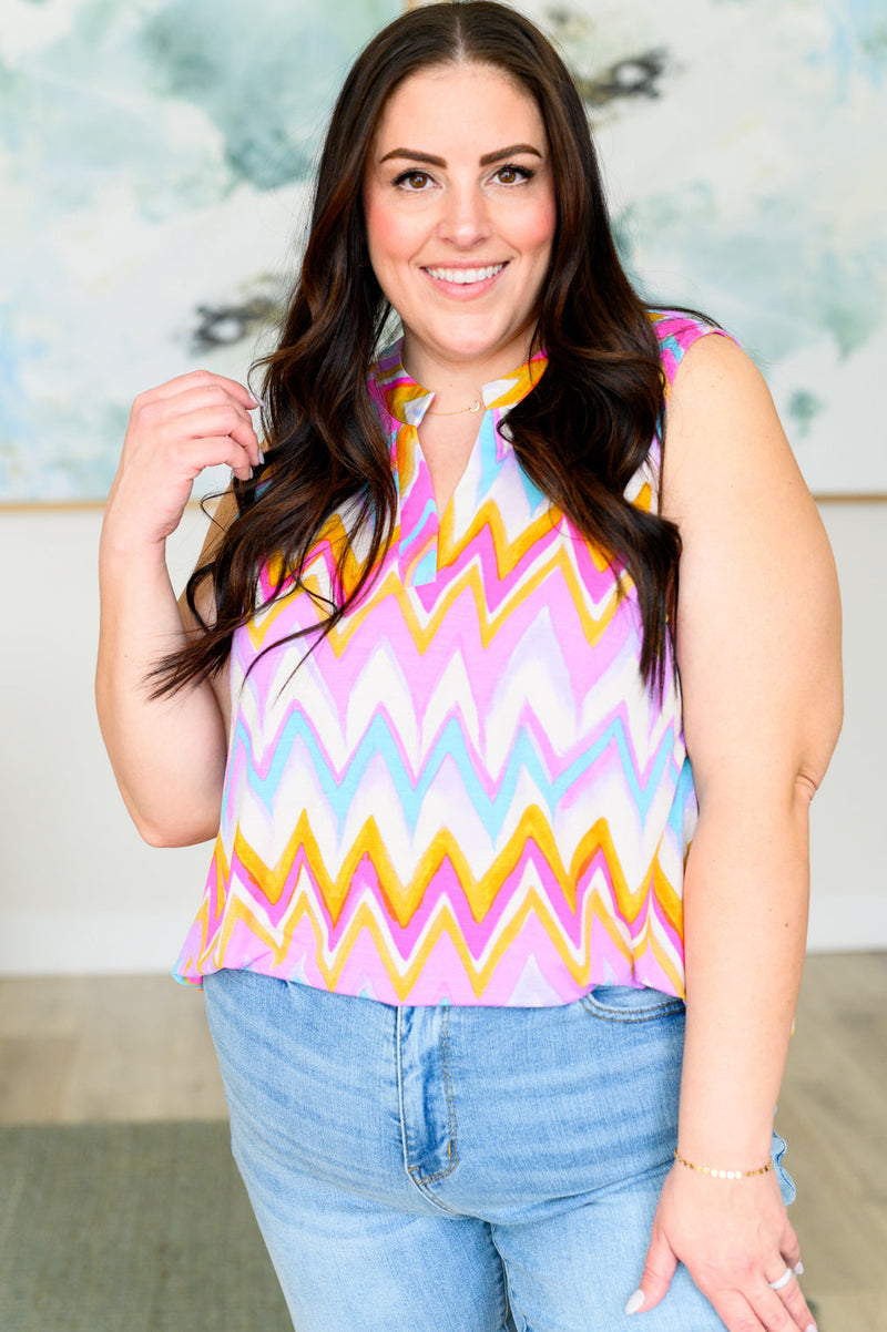 Lizzy Tank Top in Orange Multi Chevron