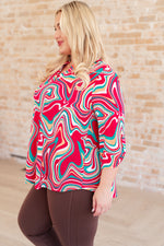 Lizzy Top in Magenta Retro Marble