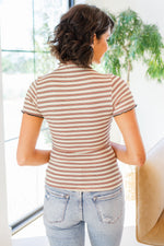 Nostalgic Note Striped Mock Neck Top