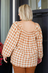 One Fine Afternoon Gingham Plaid Top In Caramel