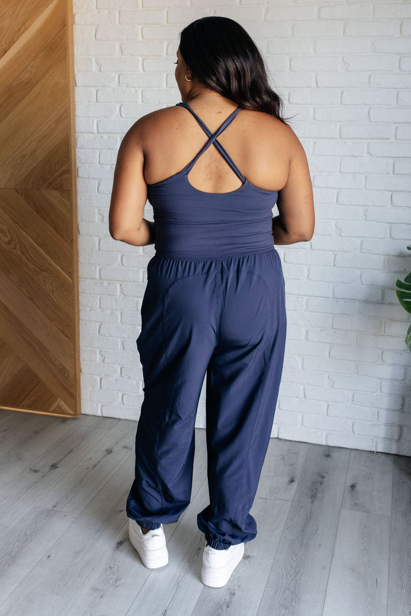 Raising Heart Rate Cut Out Jumpsuit in Navy