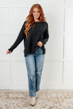 Simple Silhouette Brushed Hacci Sweater in Black