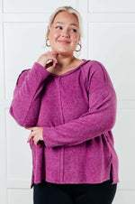 Simple Silhouette Brushed Hacci Sweater in Light Plum