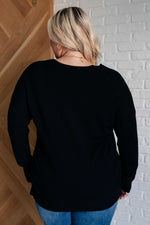 V-Neck Front Seam Sweater in Black