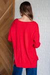 V-Neck Front Seam Sweater in Heather Red