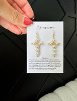 like jesus Dangling Pearl Cross Earrings