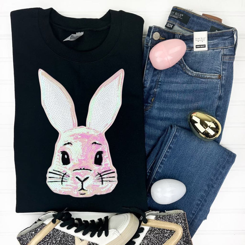 PREORDER: Bunny Sequin Patch Sweatshirt in Five Options