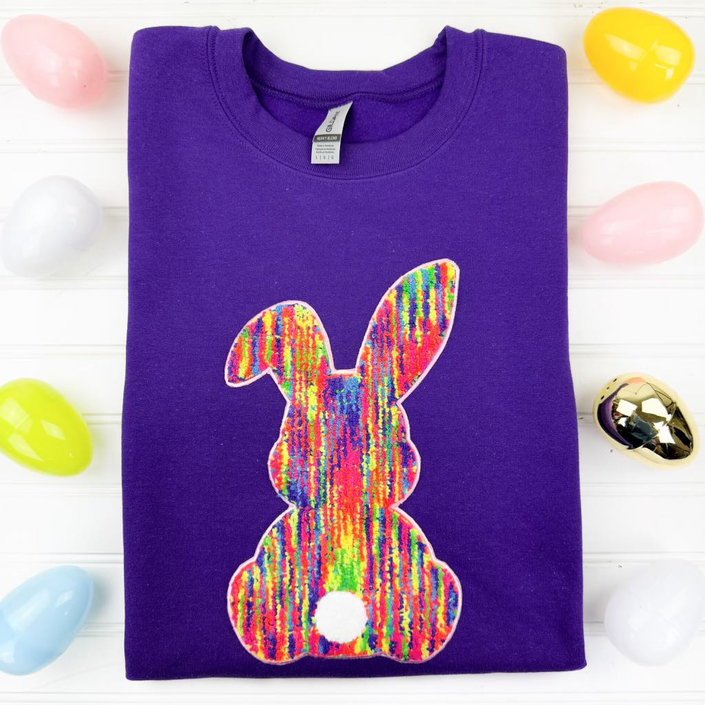 PREORDER: Rainbow Bunny Chenille Patch Sweatshirt in Three Colors