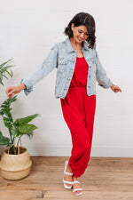 Livin' The Dream Jumpsuit in Red