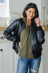 This Is It Faux Leather Bomber Jacket In Black