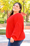 Seasonal Shift Long Sleeve Knit Sweater In Red